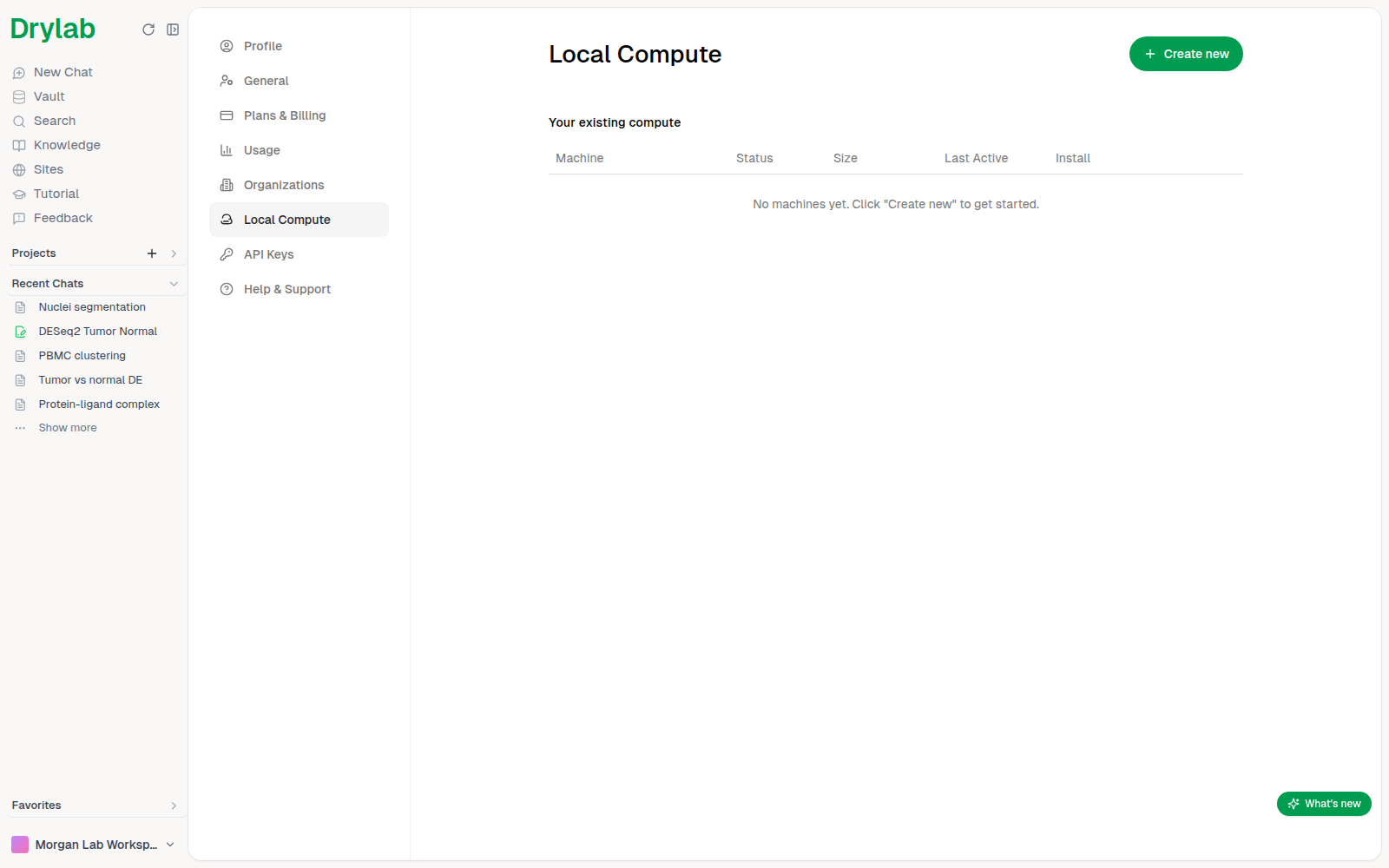 Local Compute settings