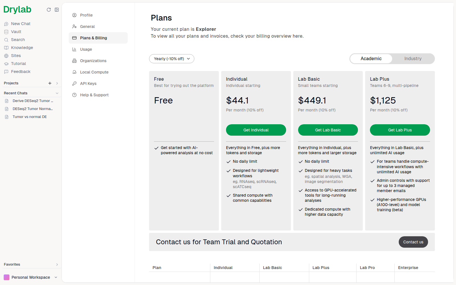 Plans & Billing