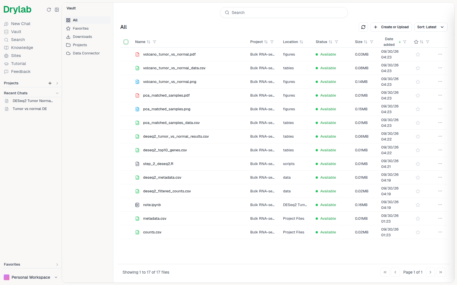 The Vault, showing all files
