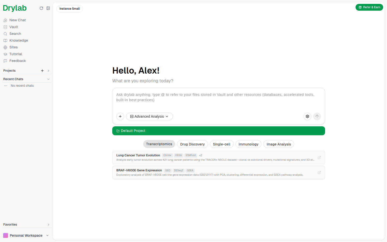 The home page chatbox