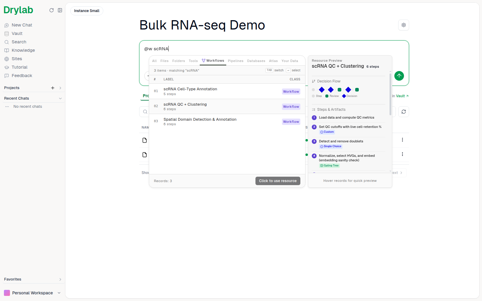 Preview of scRNA QC + Clustering