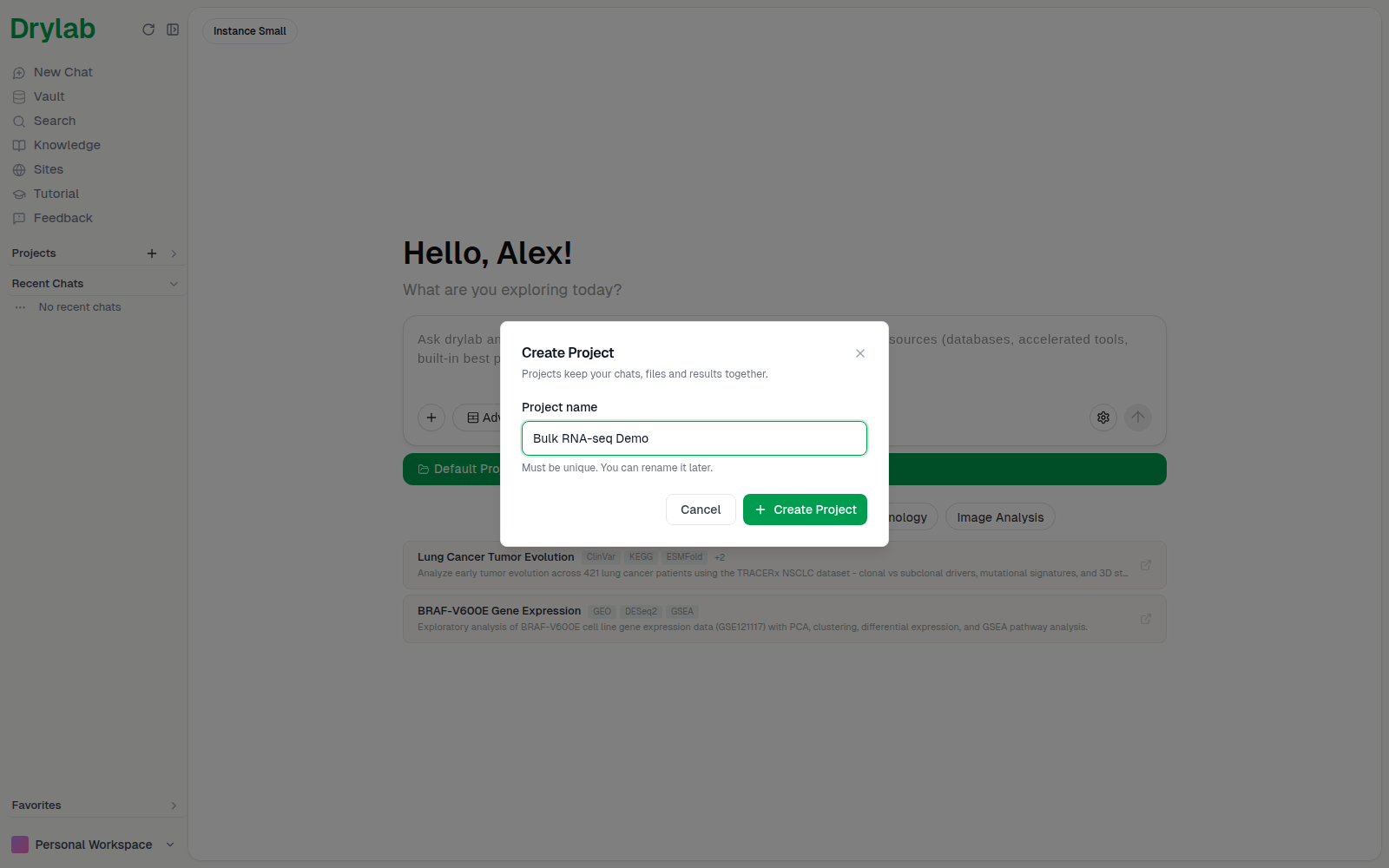 Create Project with a project name