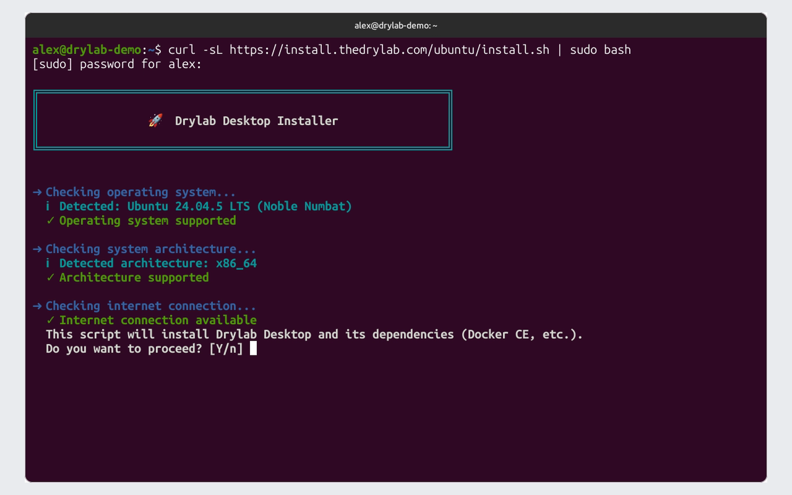 Installer system checks and the Do you want to proceed prompt