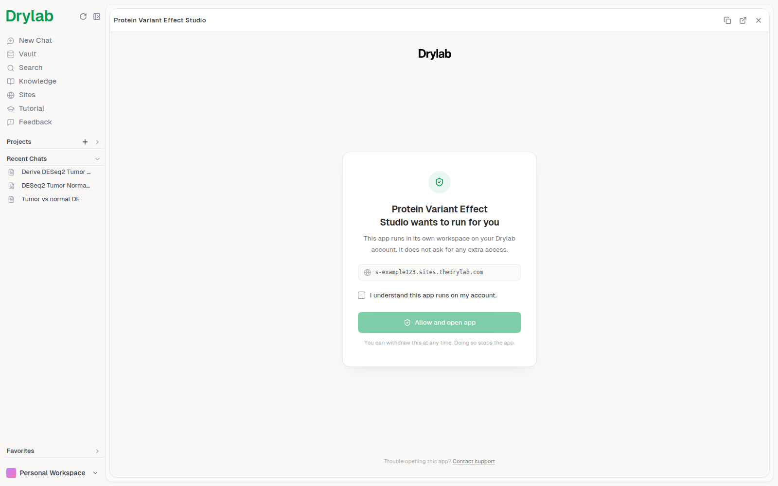 Consent before opening a shared app