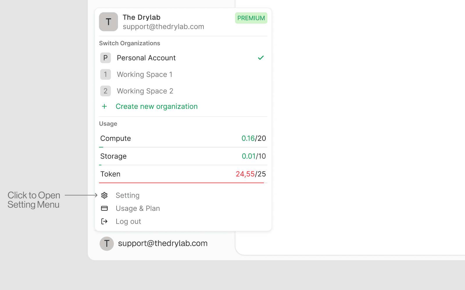 Open Settings from the profile menu