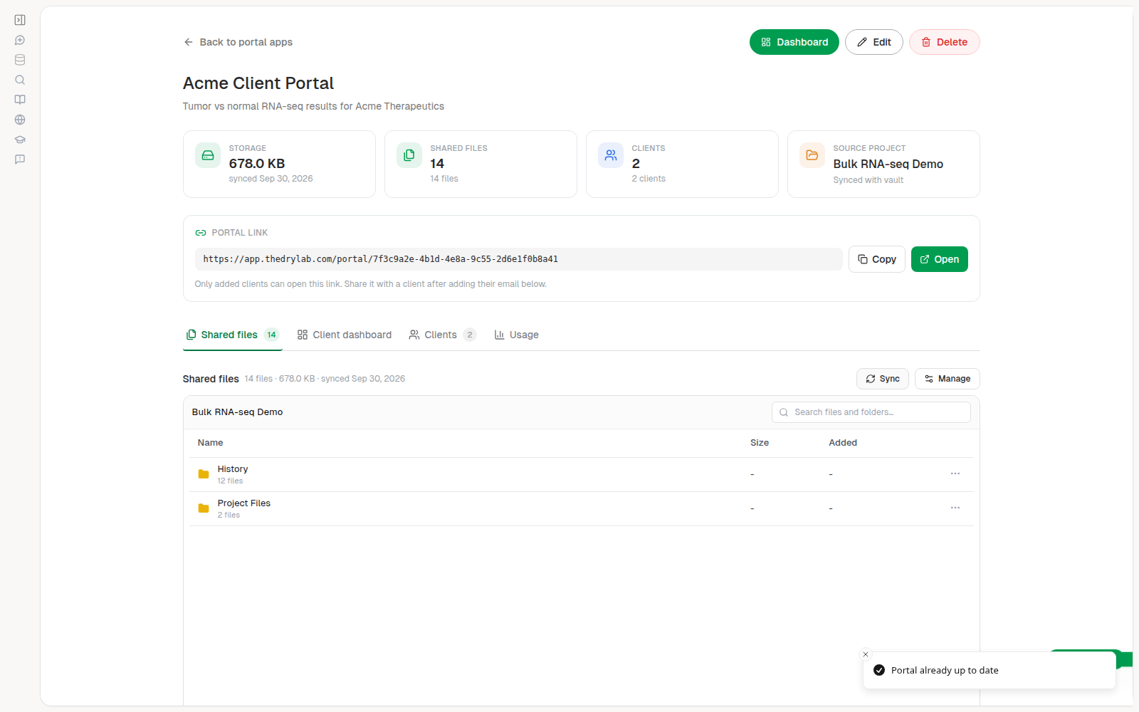 Sync finished with the portal already up to date