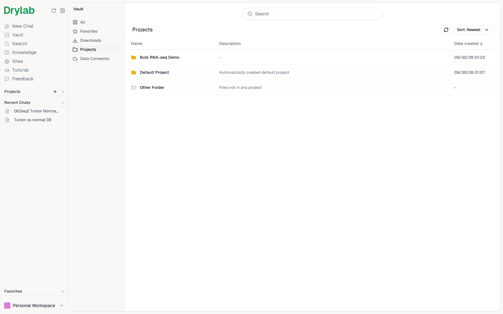 Projects view