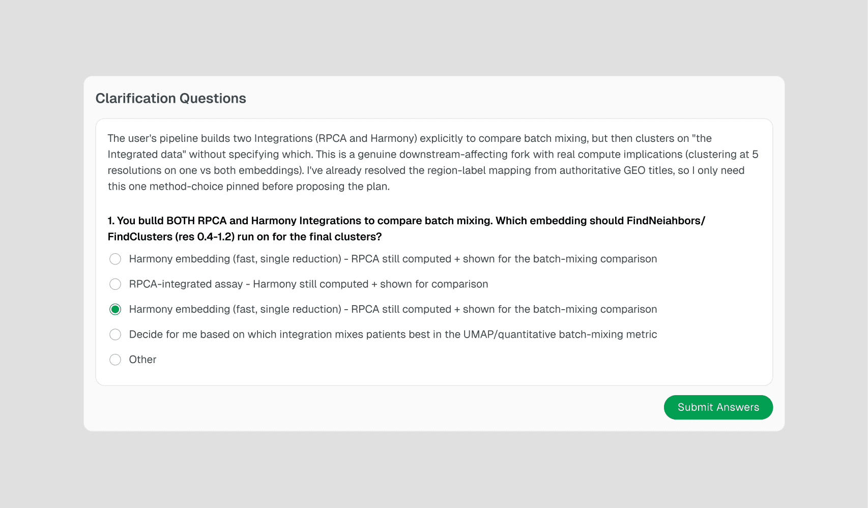 4. Answer the integration-method clarification question