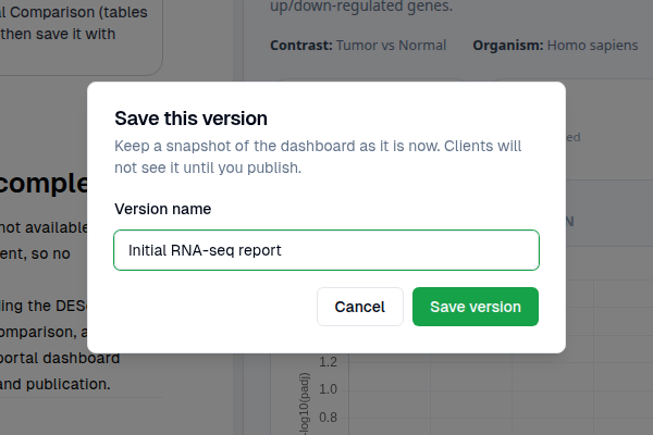 Save this version dialog