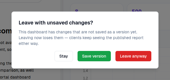 Leave with unsaved changes dialog