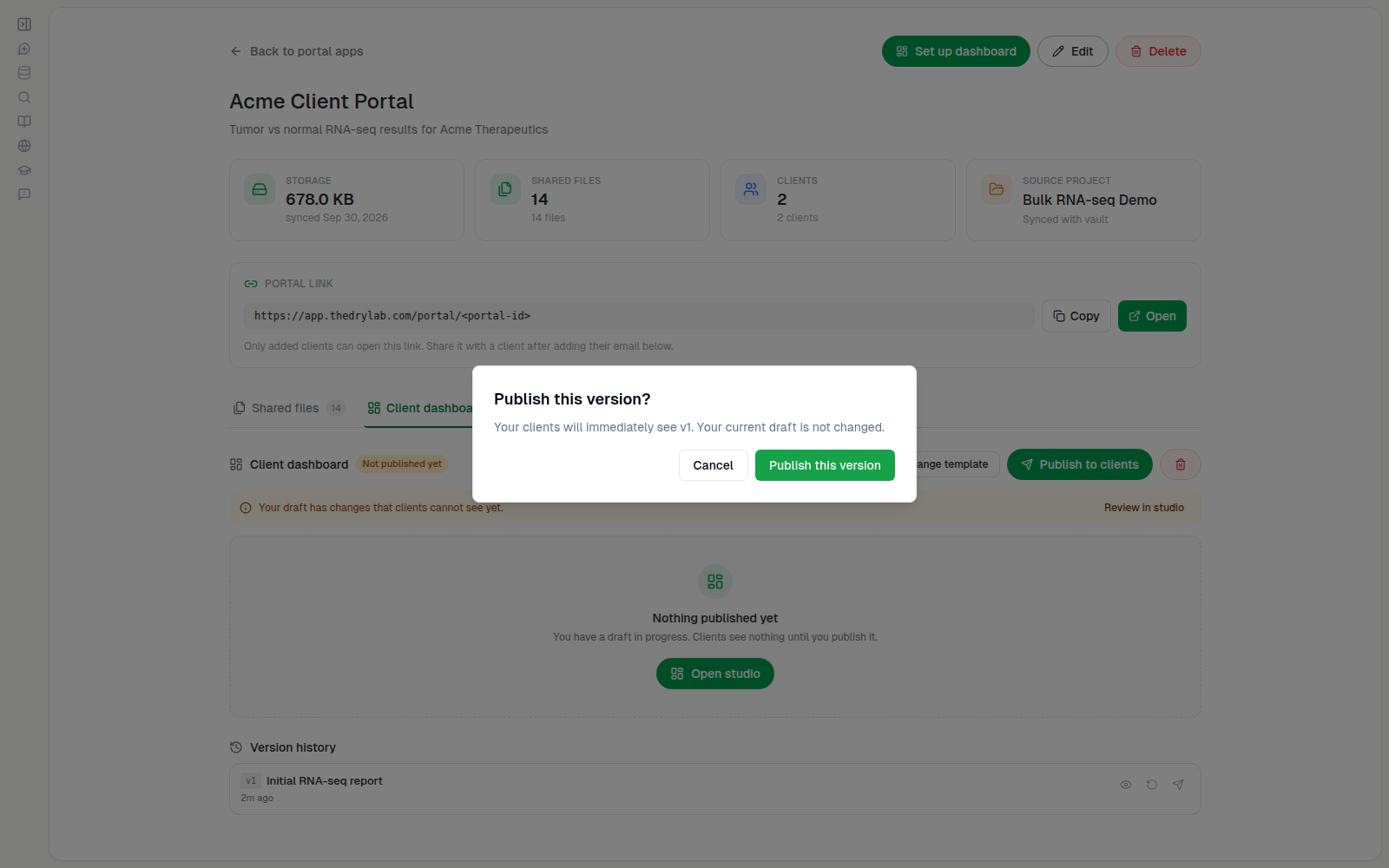Publish this version confirmation