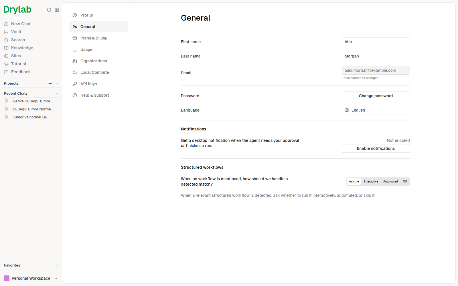 General settings